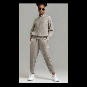 Laura Siegel Anthropologie Charcoal Gray Textured Silk Hemp Pant Size Small